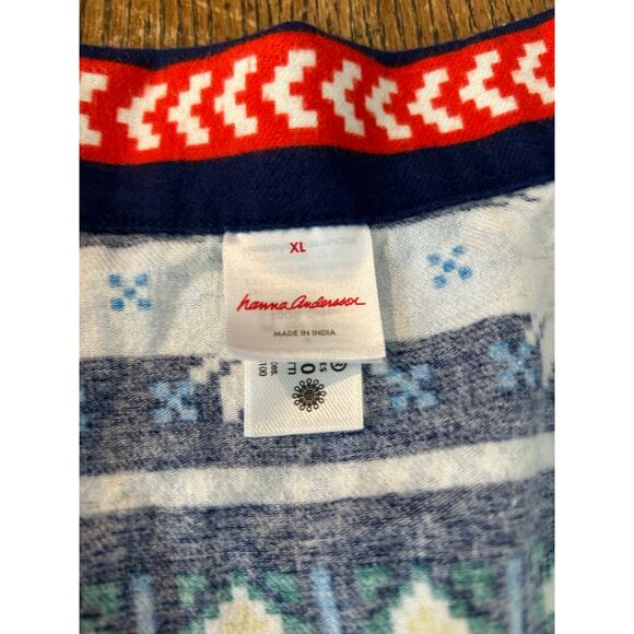 New! Hanna Andersson Flannel Pajama Set Nordic Fair Isle Sz L/XL Adult Unisex - Picture 4 of 9